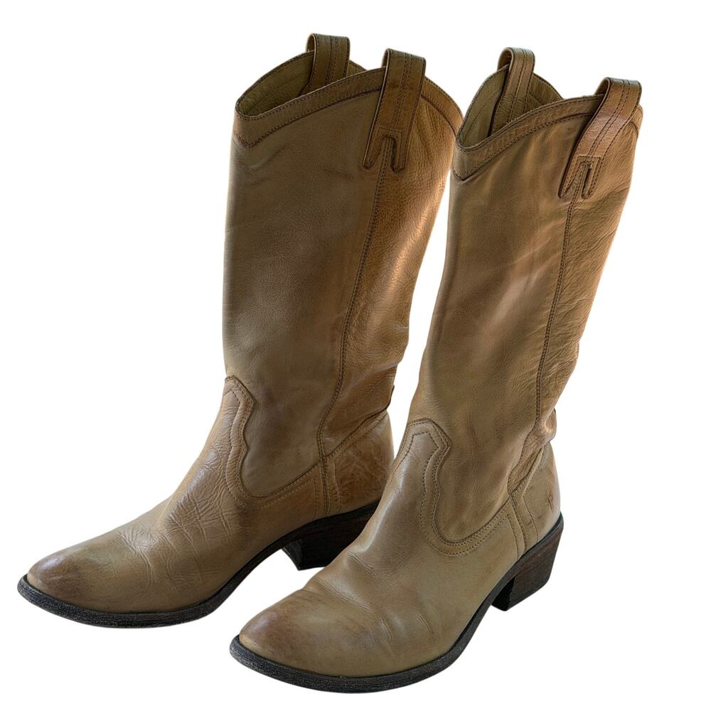 Frye Women’s Tan Cognac Leather Western Pull-On Boots Size 8.5 Style 77685 - Picture 8 of 14